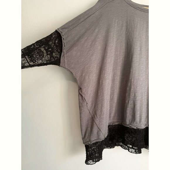 Free People We The Free Effie Twofer Layered Lace Top Size S Gray Boho Grunge - Picture 5 of 14